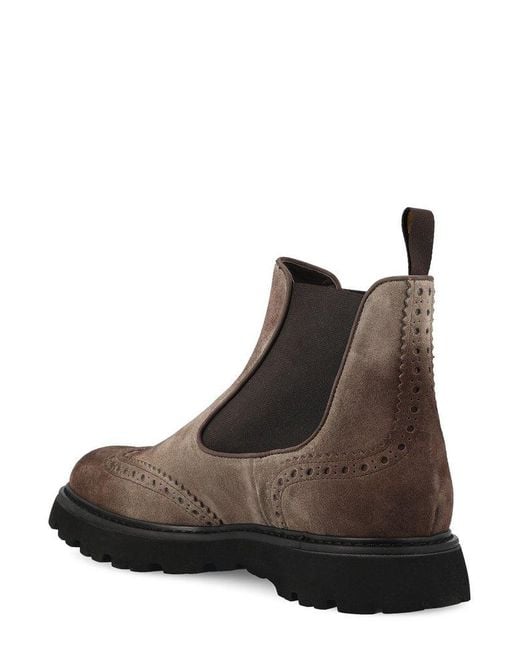 Doucal's Brown Round-Toe Slip-On Boots for men