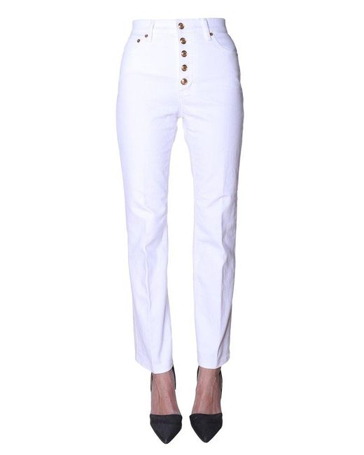 White button 2024 fly jeans