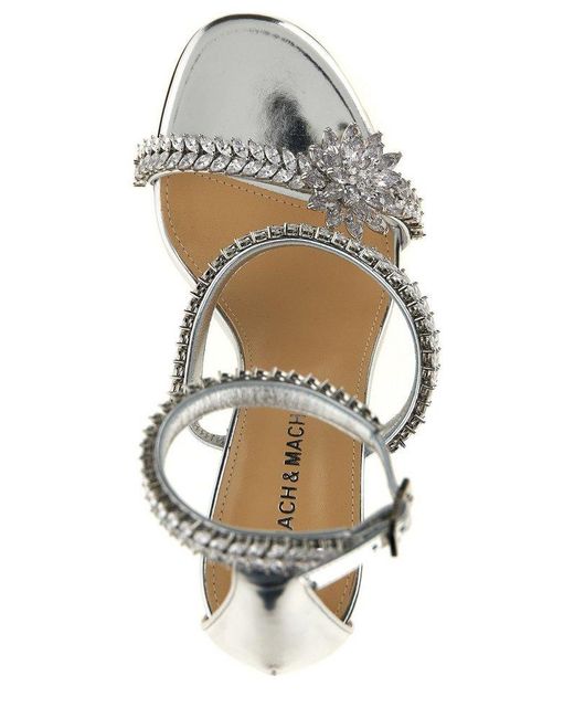 Mach & Mach Metallic Embellished Ankle Strap Sandals