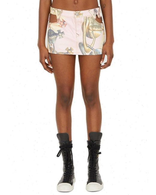 Vivienne Westwood Cut-out Orb Printed Mini Skirt | Lyst 
