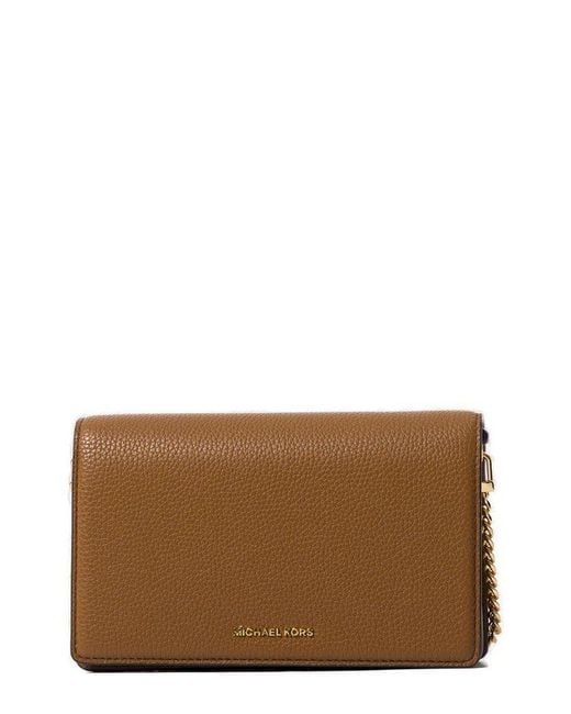 Michael Kors Brown Jet Set Medium Pebbled Crossbody Bag