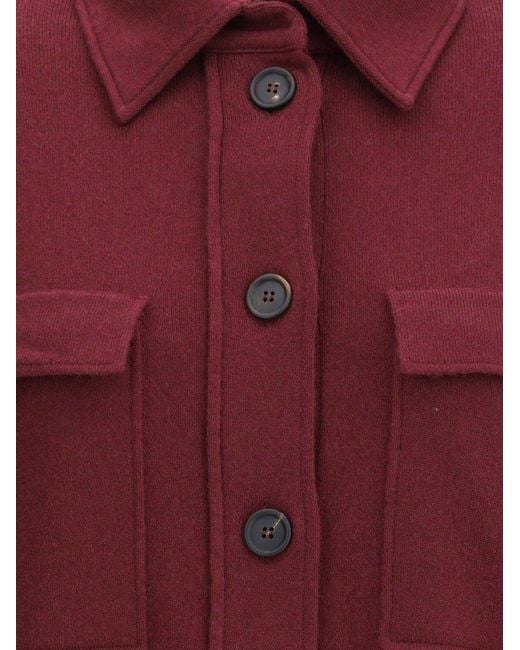 Brunello Cucinelli Red Single-Breasted Cardigan