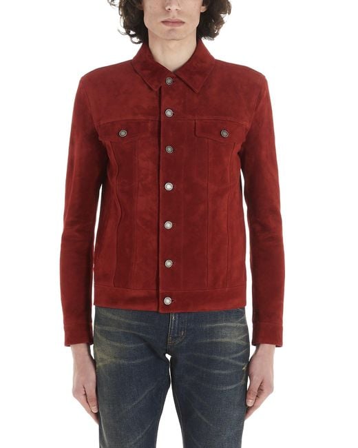 Saint Laurent Red Suede Jacket for men