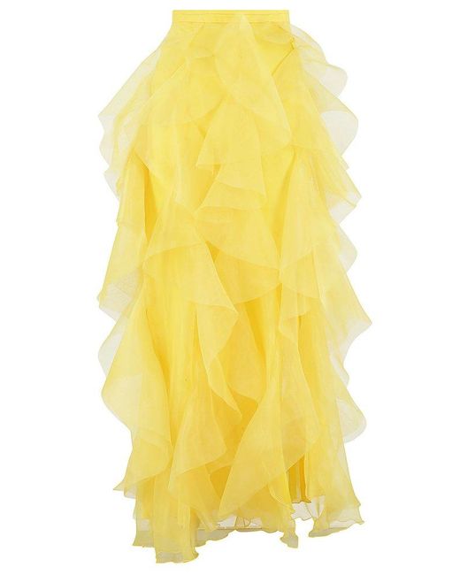 ERMANNO FIRENZE Yellow Ruffle Maxi Skirt