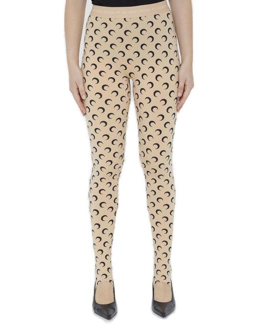 MARINE SERRE Natural All-over Moon Printed Stretch Leggings