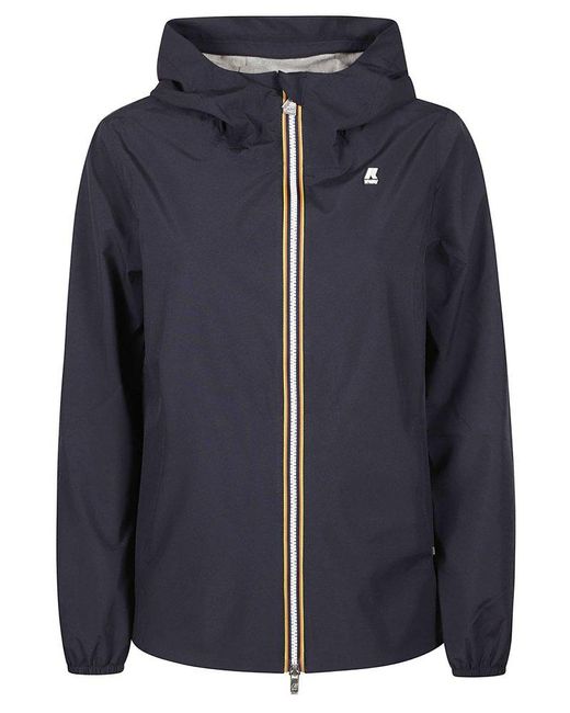 K-Way Blue Logo Printed Zip-up Jacket