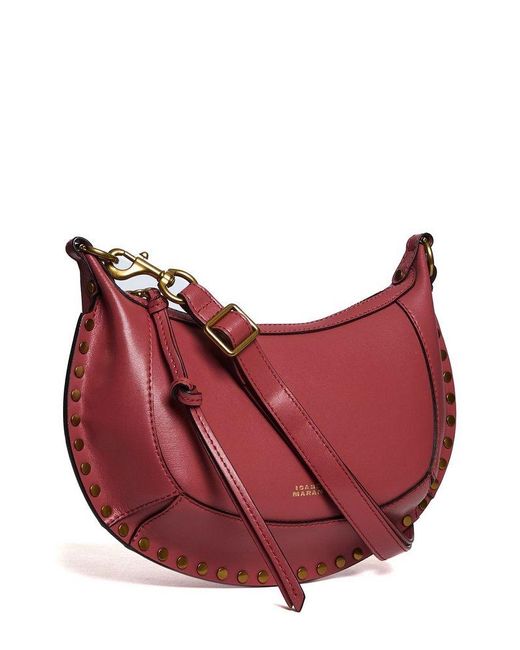 Isabel Marant Pink Oskan Moon Stud-Detailed Shoulder Bag