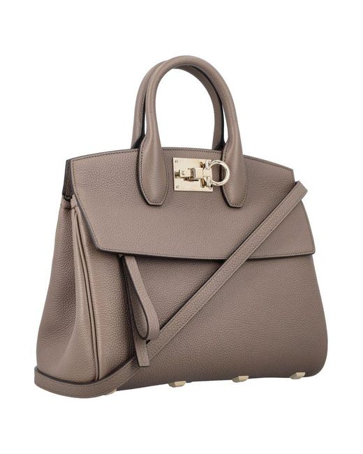 Ferragamo Brown Studio Small Top Handle Bag