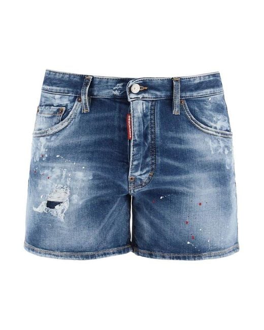 DSquared² Blue Sexy 70's Shorts In Worn Out Booty Denim for men