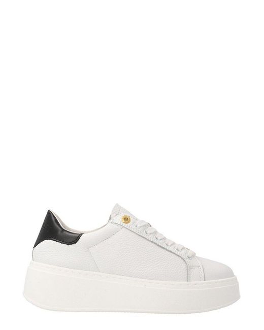 Twinset Logo Plaque Lace-up Trainers in White | Lyst