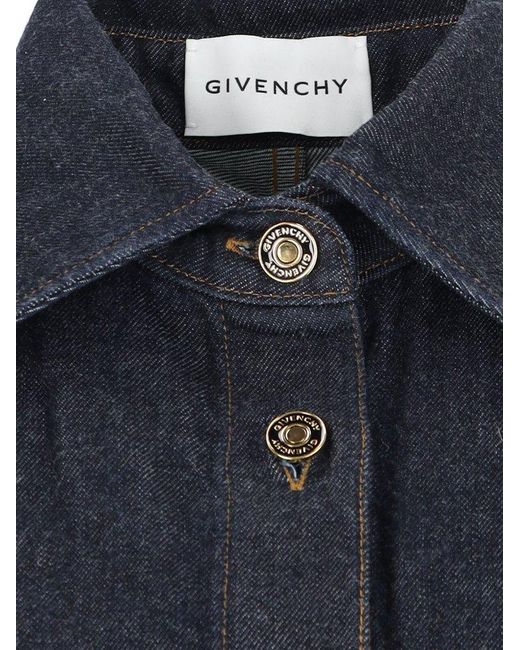 Givenchy Blue Logo Embroidered Denim Shirt