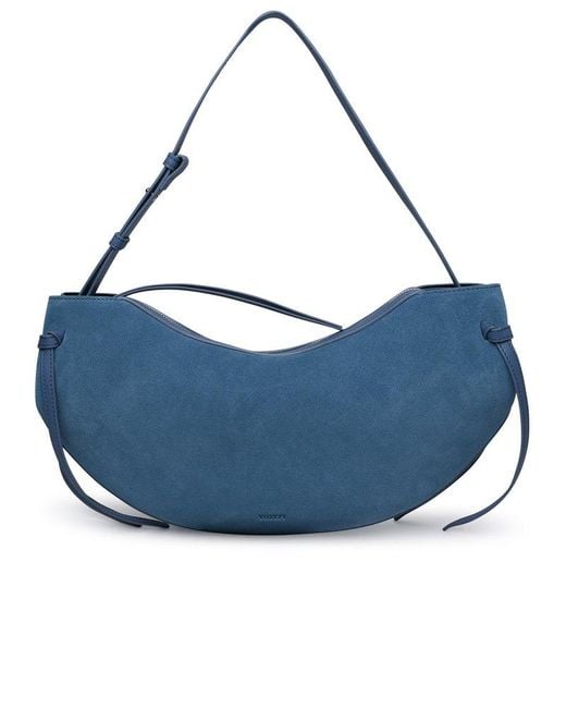 Yuzefi Blue Logo Embossed Drawstring Shoulder Bag