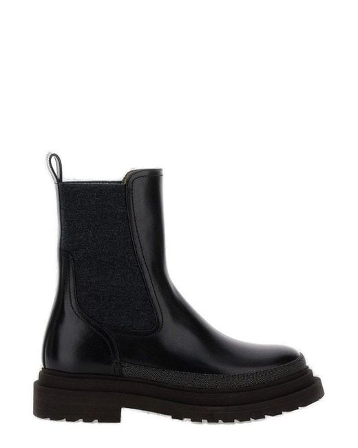 Brunello Cucinelli Black Slip-on Ankle Boots