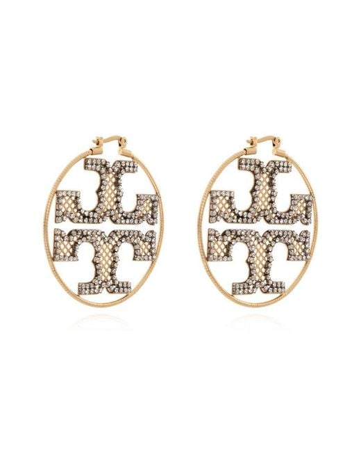 Tory Burch Metallic Earrings With Logo,