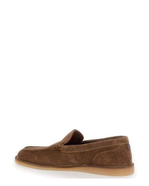 Dolce & Gabbana Brown Dg Logo Plaque Loafers for men