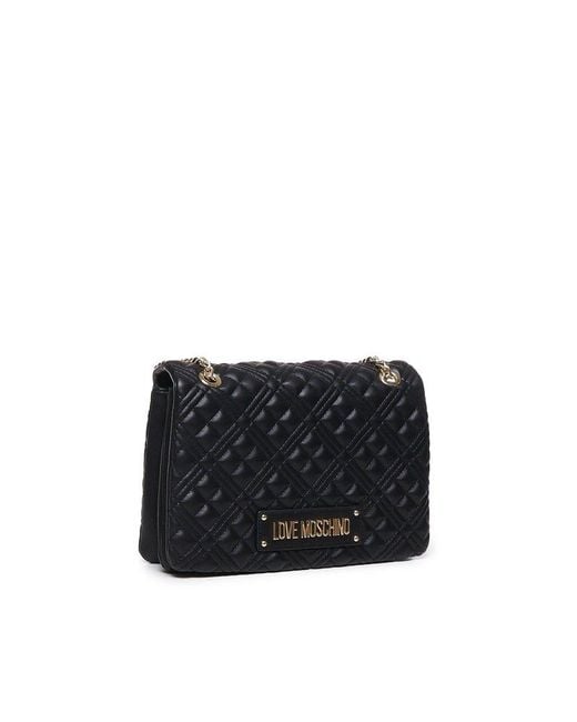 Love Moschino Black Quilted Bag With Logo Plaque