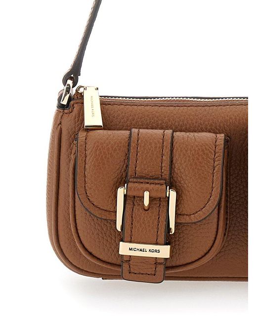 MICHAEL Michael Kors Brown Zoe Buckle Detailed Shoulder Bag