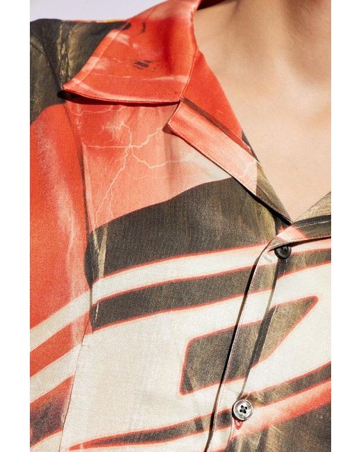 DIESEL Red ‘S-Hockney-Poster’ Loose-Fitting Shirt for men