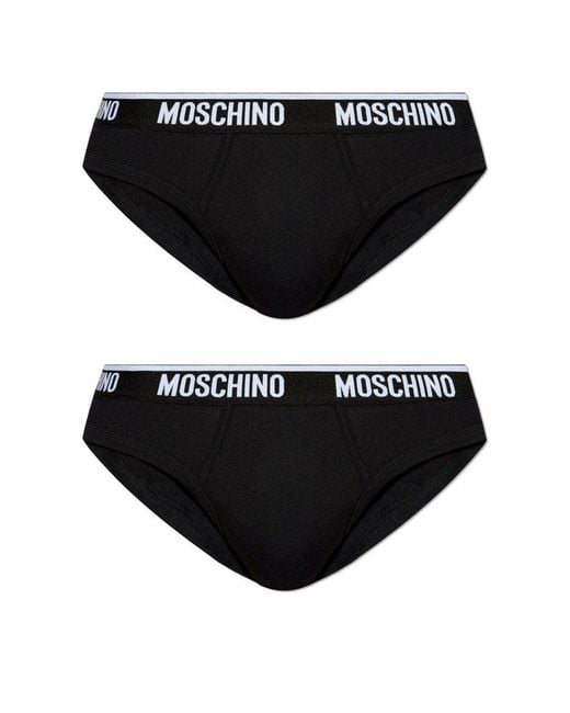 Moschino Black Two-pack Of Briefs With Logo, for men