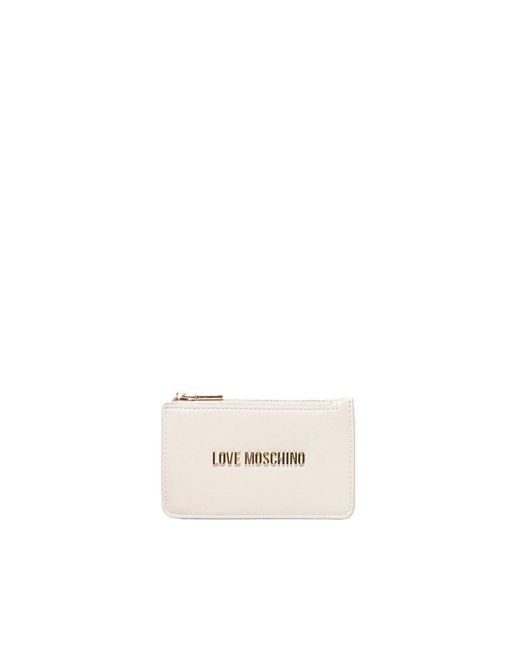 Love Moschino White Logo Lettering Zipped Wallet
