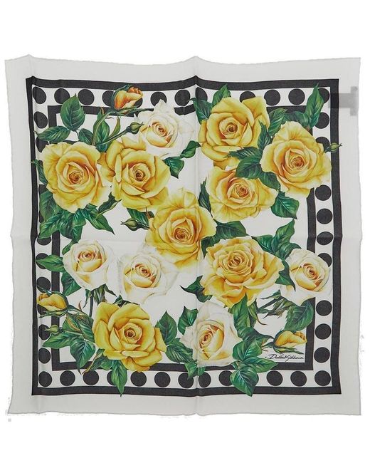 Dolce & Gabbana Green Floral Printed Square Scarf