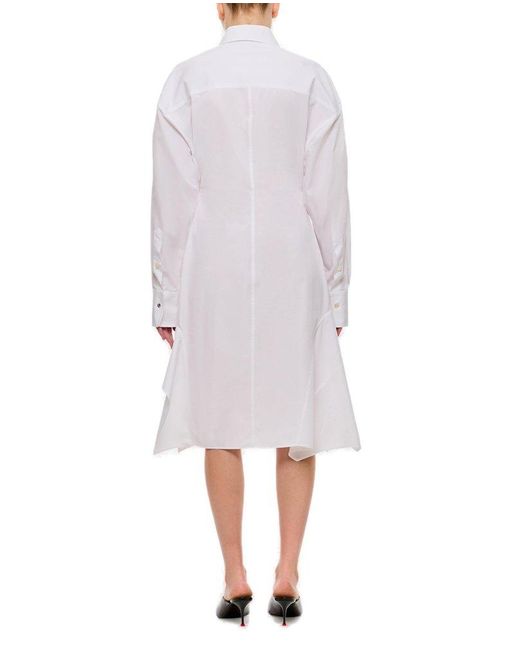 Stella McCartney White Collared Long-sleeve Shirt Dress