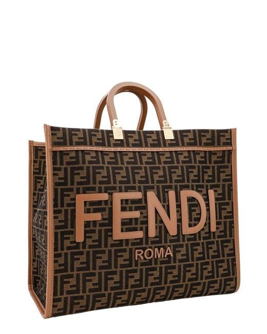 Fendi Brown Ff Jacquard Sunshine Large Shopper Bag
