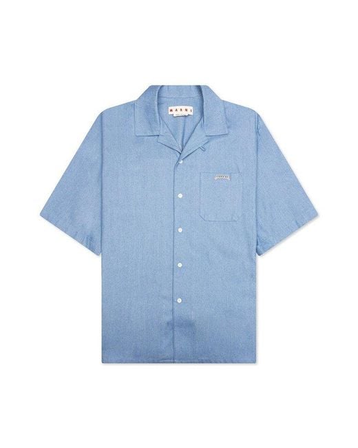 Marni Blue Trunakaroo Plaque Denim Shirt for men