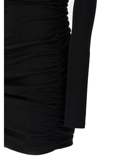 ANDAMANE Black Olimpia One-shoulder Draped Mini Dress