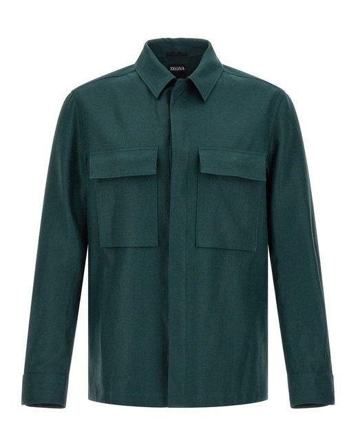 Zegna Green Oasi Lino Overshirt for men