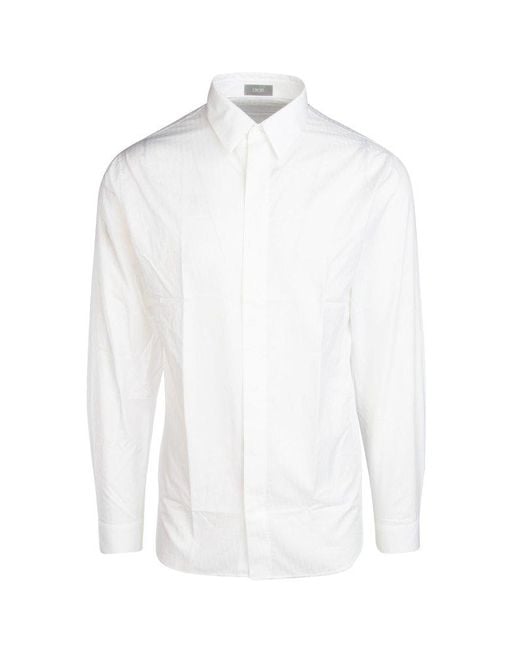 Dior White Jacquard Long-sleeved Shirt for men