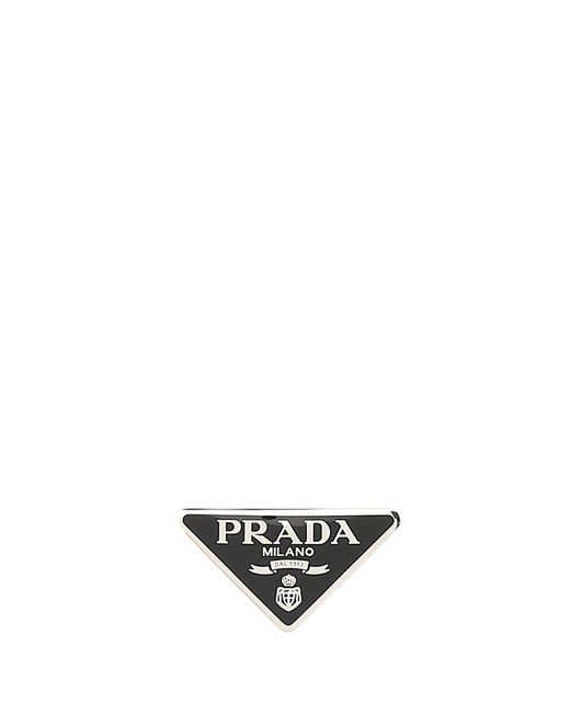 Prada Triangle Logo Clip Fastened Hairpin in White | Lyst