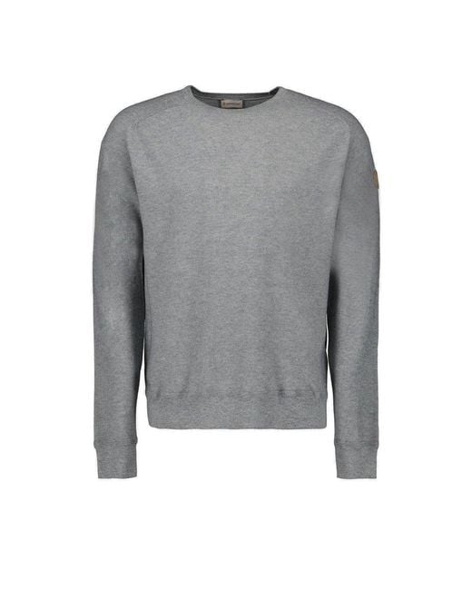 Moncler Logo Patch Crewneck Jumper in Grey for Men Lyst UK