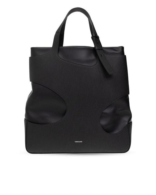 Ferragamo Black Cut Out Shopper Bag for men