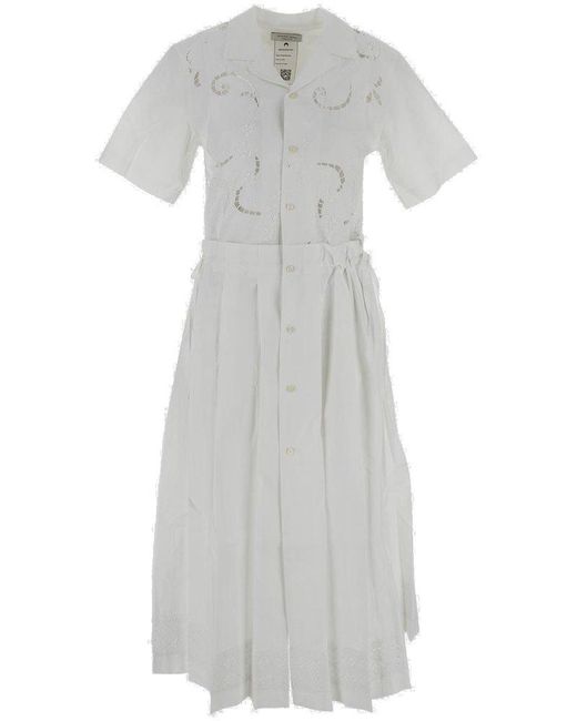 MARINE SERRE White Button-up Shirt Dress