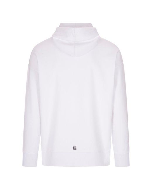 Givenchy White Archetype Hoodie In Gauzed Fabric for men