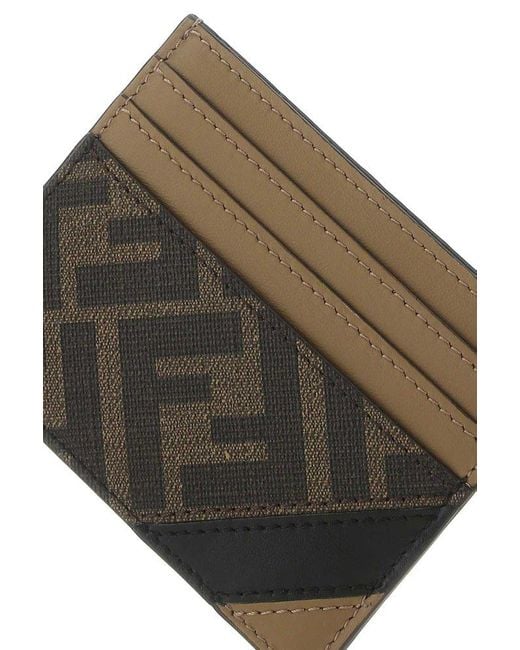 Fendi Brown Fabric Card Holder for men