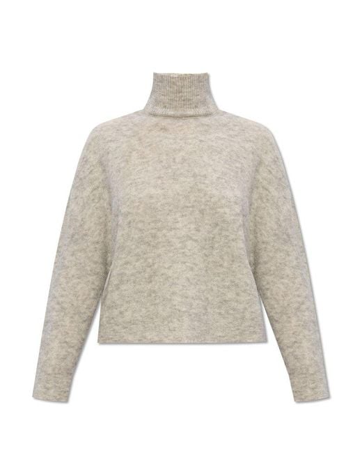 Emporio Armani Natural Turtleneck Sweater With Back Buttons,