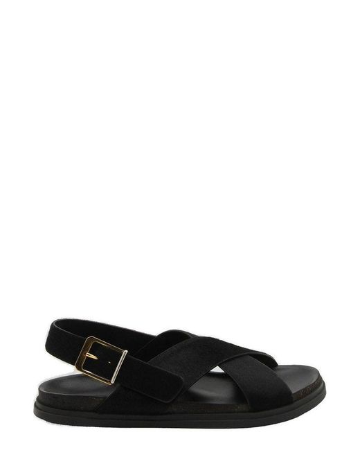 The Row Black Crossover Strapped Sandals
