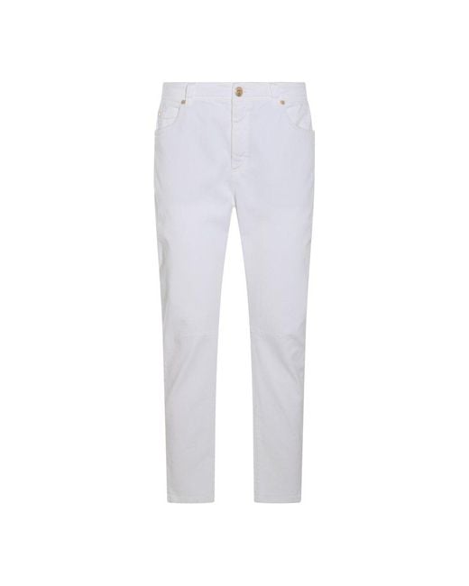 Brunello Cucinelli White Cotton Blend Jeans