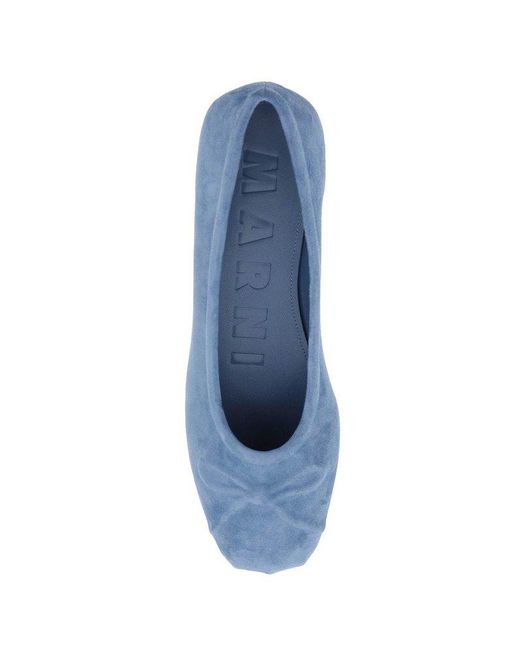 Marni Blue Little Bow Slip-on Flat Shoes