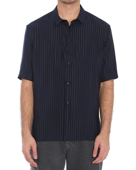 Saint Laurent Blue Silk Shirt for men
