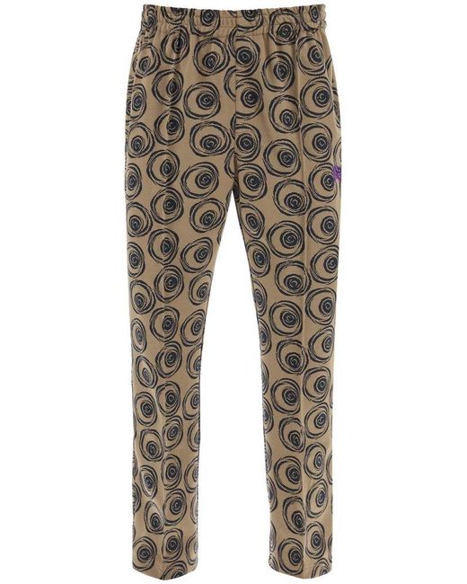 Needles Gray Pintuck Graphic Printed Trousers for men