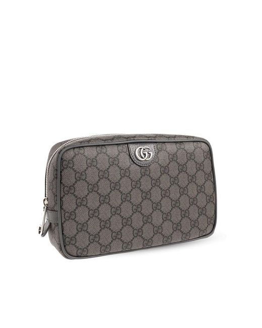 Gucci Gray Monogrammed Zipped Wash Bag for men