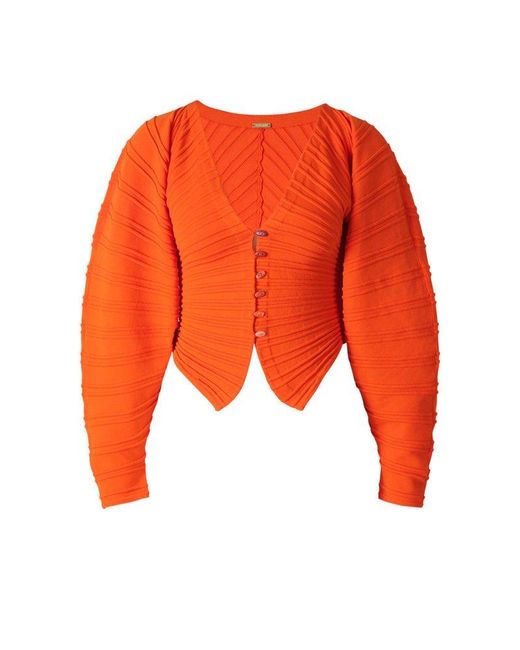 Cult Gaia Orange Blair Knit Cardigan