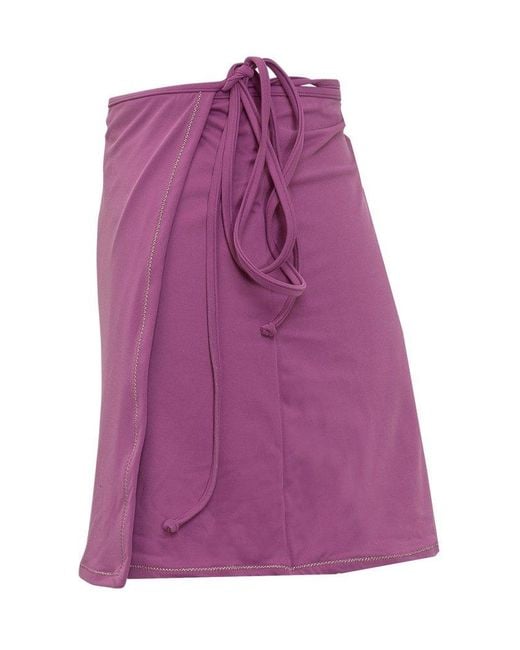 Reina Olga Purple Tie-detailed Skirt