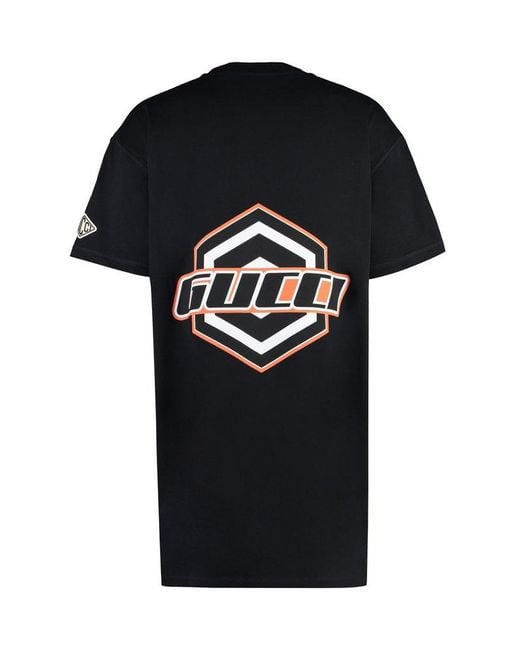 Gucci Black/ Brand-appliqué Longline Cotton-jersey T-shirt for men
