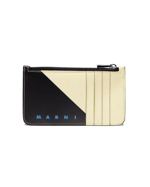 Marni Black Bicolour Zip-up Cardholder for men