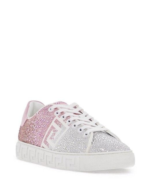 Versace Multicolor Greca Embellished Lace-Up Sneakers