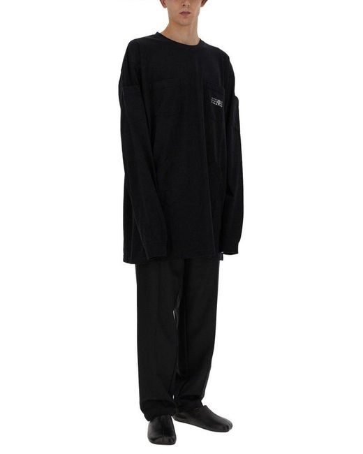 MM6 by Maison Martin Margiela Black Oversized 6-pocket Long-sleeve T-shirt for men